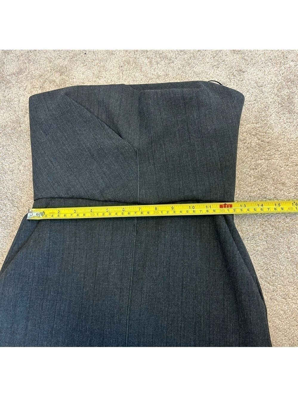 Zara gray strapless midi pencil dress pockets slit Sz S NWT - Picture 16 of 17